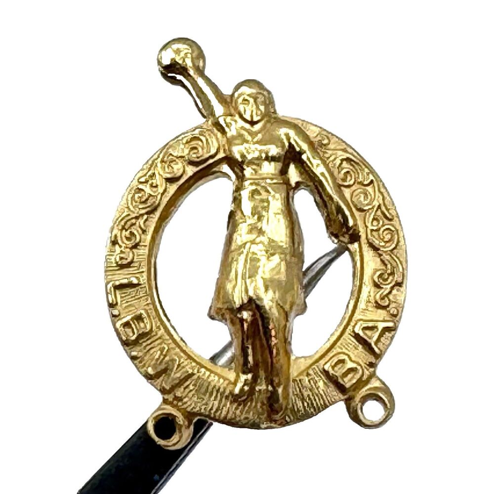 Long Beach Women's Bowling Association Pin Vintage Gold Plated Bowler Ladies